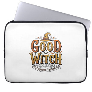 Vintage Good Witch Halloween Typography Design_1 Laptop Sleeve