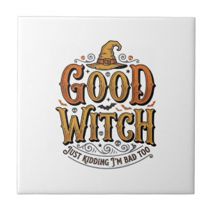 Vintage Good Witch Halloween Typography Design_1 Tile