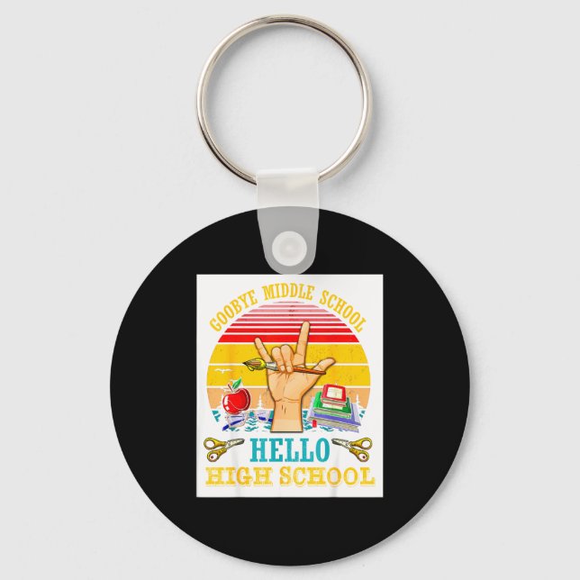 Vintage goodbye middle school graduation hello key ring (Front)