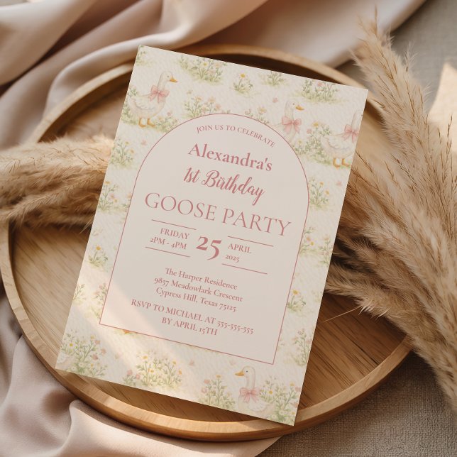 Vintage Goose 1st Birthday Invitation (Creator Uploaded)