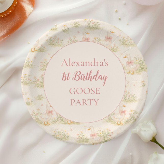Vintage Goose 1st Birthday Paper Plate (Creator Uploaded)