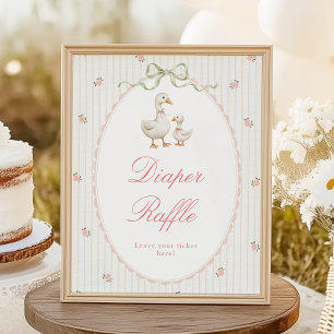 Vintage Goose Baby Shower Diaper Raffle Sign
