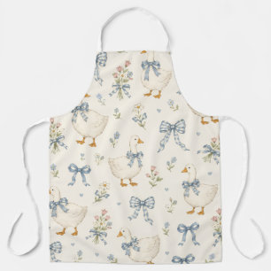 Vintage Goose & Blue Gingham Bow Apron