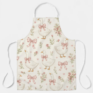 Vintage Goose & Blue Gingham Bow Apron