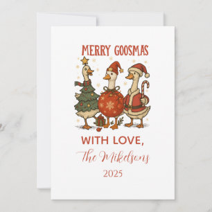 Vintage Goose Christmas Holiday Card