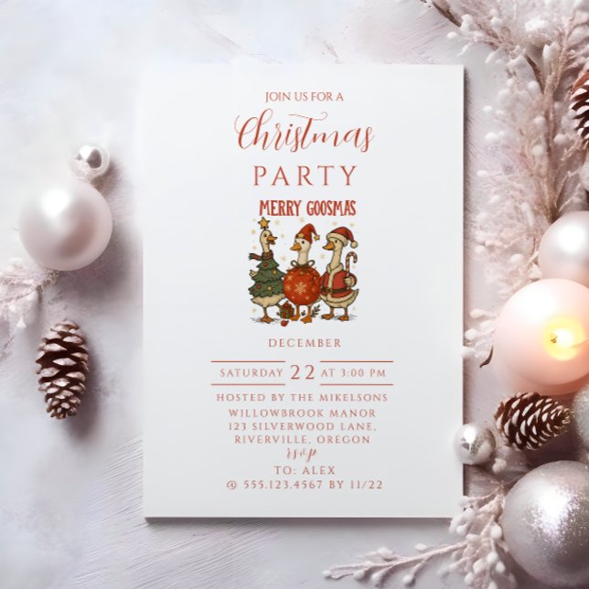 Vintage Goose Christmas Invitation (Creator Uploaded)