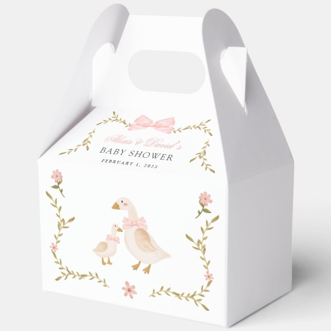 Vintage Goose Floral Baby Shower  Favour Boxes (Front)