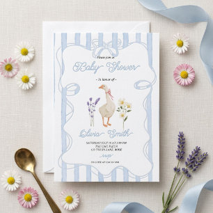Vintage Goose Floral Baby Shower Invitation