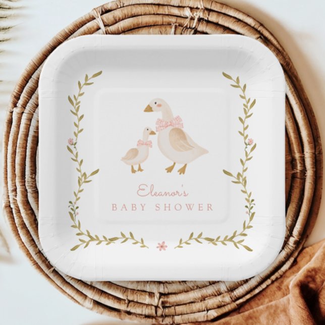 Vintage Goose Girl Baby Shower Paper Plate (Creator Uploaded)