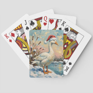 Vintage Goose with Santa Hat by Frozen Christmas Playing Cards