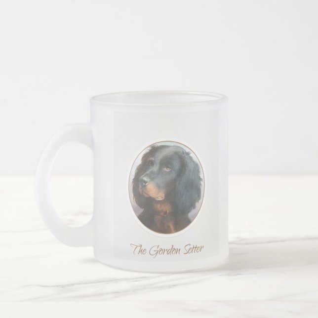 Vintage Gordon Setter Frosted Glass Coffee Mug (Left)
