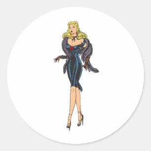 Vintage Gorgeous Glamour Girl Retro Blonde Pinup Classic Round Sticker
