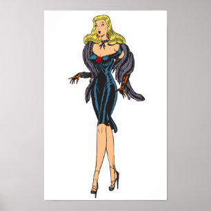 Vintage Gorgeous Glamour Girl Retro Blonde Pinup Poster