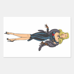 Vintage Gorgeous Glamour Girl Retro Blonde Pinup Rectangular Sticker