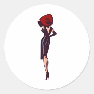 Vintage Gorgeous Glamour Girl Retro Pinup Classic Round Sticker