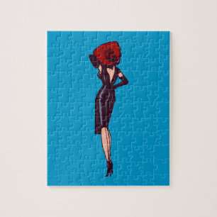 Vintage Gorgeous Glamour Girl Retro Pinup Jigsaw Puzzle