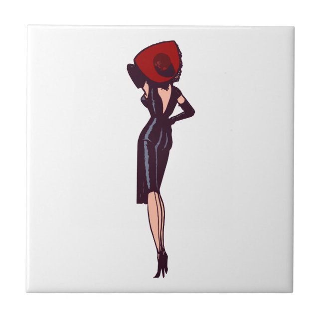 Vintage Gorgeous Glamour Girl Retro Pinup Tile (Front)