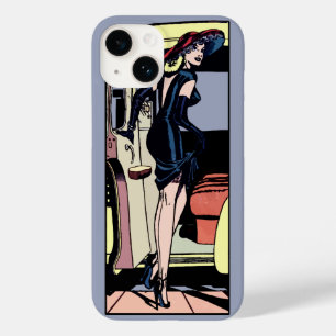 Vintage Gorgeous Taxi Cab Glamour Girl Retro Pinup Case-Mate iPhone 14 Case