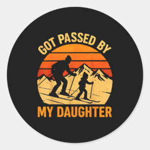 Vintage Got Ped By My Daughter Funny Ski Retro Fam Classic Round Sticker
