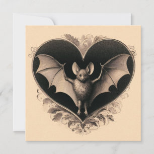 Vintage Goth Bat Valentine Gothic Retro Card