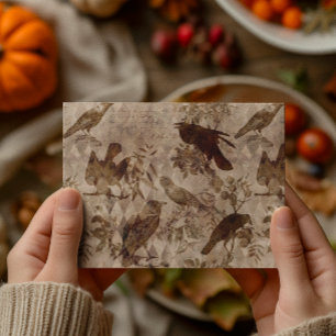 Vintage Goth Decoupage Crow Raven Postcard
