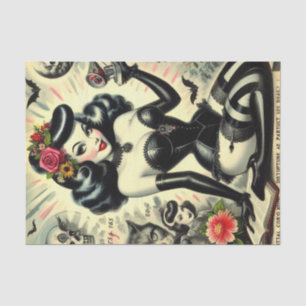 Vintage Goth Girl Illustration Tissue Paper
