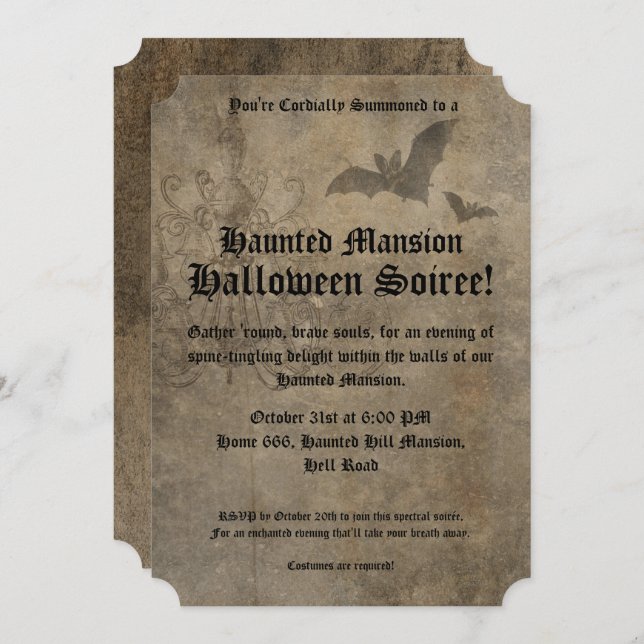 Vintage Goth Halloween Party Invitation (Front/Back)