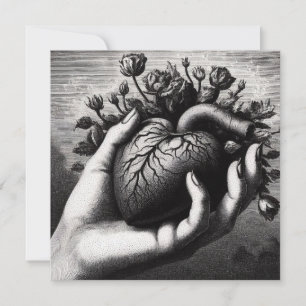 Vintage Goth Heart Valentine Retro Horror Card