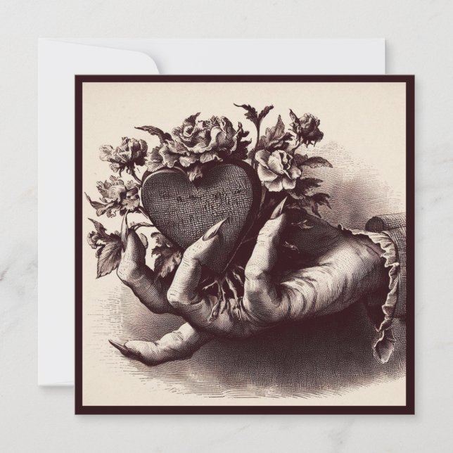 Vintage Goth Heart Valentine Retro Horror Card (Front)