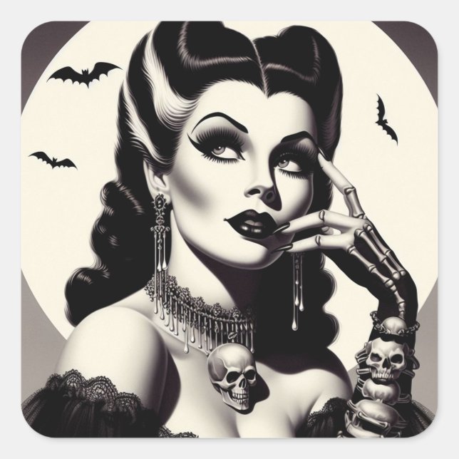Vintage Goth Pin-up Square Sticker (Front)