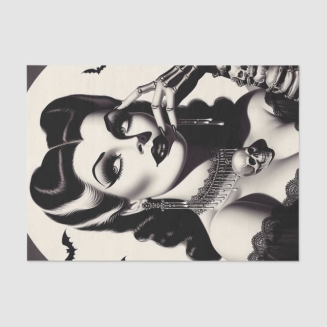 Vintage Goth Pin-up Tissue Paper (Front)