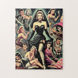 Vintage Goth Pin-Ups Jigsaw Puzzle