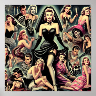 Vintage Goth Pin-Ups Poster