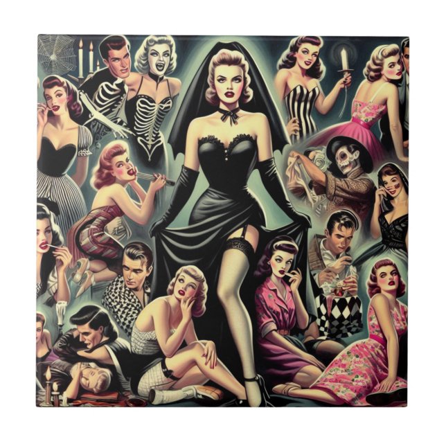 Vintage Goth Pin-Ups Tile (Front)