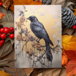 Vintage Goth Raven Gold Roses Watercolor Postcard<br><div class="desc">This design may be personalised by choosing the Edit Design option. You may also transfer onto other items. Contact me at colorflowcreations@gmail.com or use the chat option at the top of the page if you wish to have this design on another product or need assistance. See more of my designs...</div>