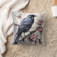 Vintage Goth Raven in a Rose Bush Grey