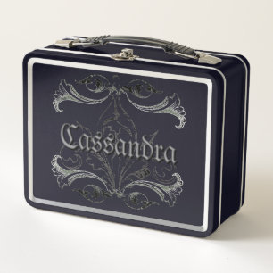 Vintage Goth Romantic Personalised Metal Lunch Box