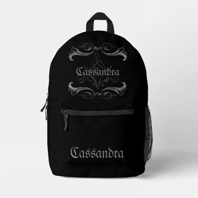 Vintage Goth Romantic Personalised Printed Backpack (Front)