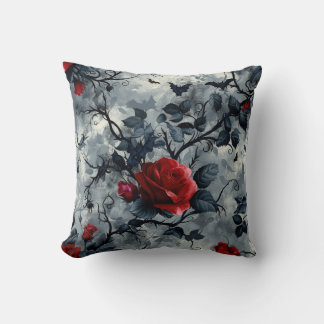 Vintage Goth Roses & Bats Pattern Cushion