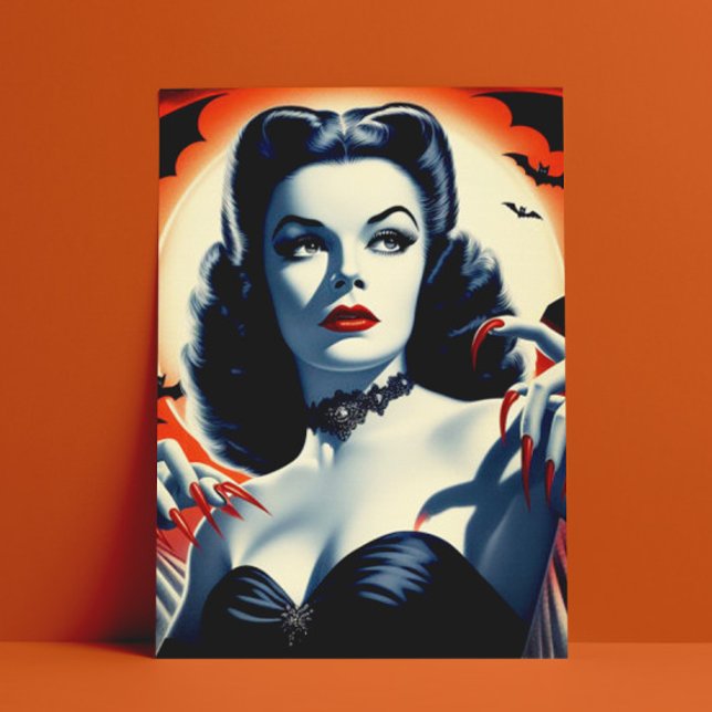 Vintage Goth Vampire Woman Postcard (Creator Uploaded)