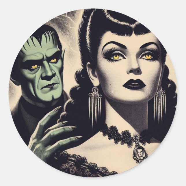 Vintage Goth Woman Classic Round Sticker (Front)