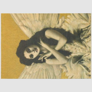 Vintage Gothic Angel On Gold Tissue Paper