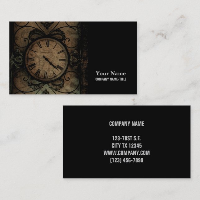 Vintage Gothic Antique Wall Clock Steampunk Business Card (Front/Back)