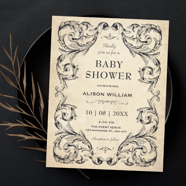 Vintage Gothic baby shower Invitation (Creator Uploaded)
