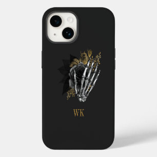 Vintage Gothic Black and Gold Floral Skeleton iPhone 14 Case