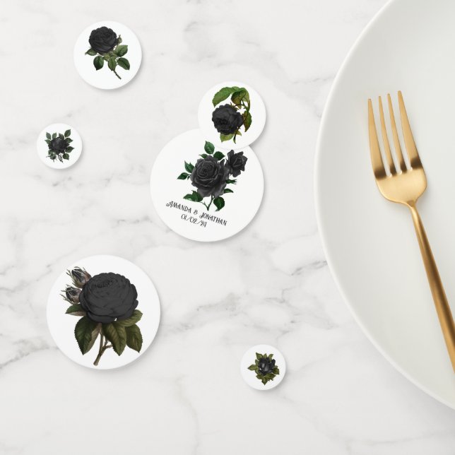 Vintage Gothic Black Roses Confetti (Group)