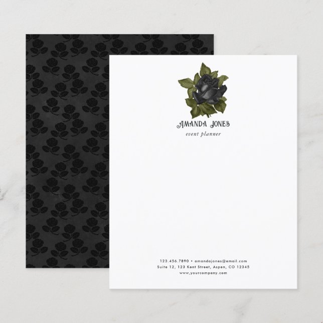 Vintage Gothic Black Roses Personalised (Front/Back)