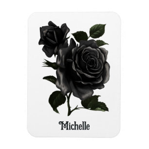 Vintage Gothic Black Roses Personalised Magnet