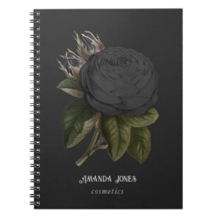 Vintage Gothic Black Roses Personalised Notebook
