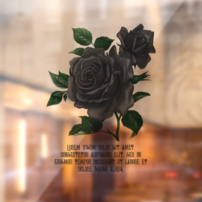 Vintage Gothic Black Roses Personalised Window Cling (Sheet 2)
